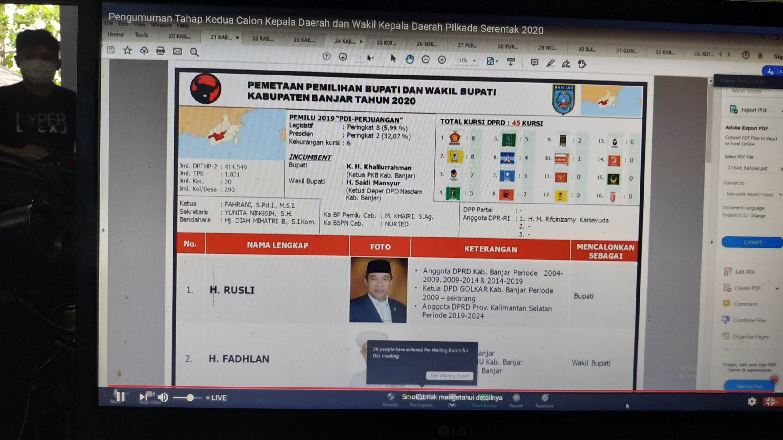 PDIP Usung H Rusli - KH M Fadhlan untuk Pilkada Kabupaten Banjar