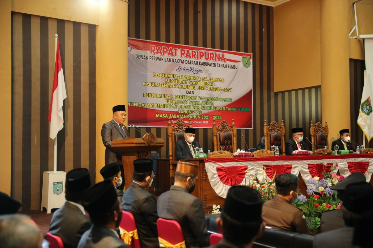Bupati Sudian Sampaikan Permohonan Maaf di tengah Paripurna DPRD Tanbu