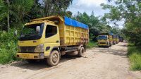 Belasan Truk Angkutan Batubara Tertahan di Jalan Desa Karang Langit